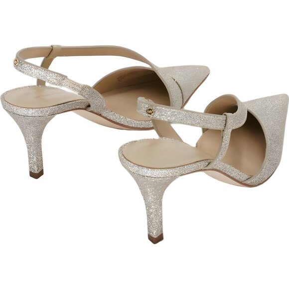 Michael Kors Jaida Glitter Pointed Toe Slingback Pumps Gold US 7M - Picture 3 of 6